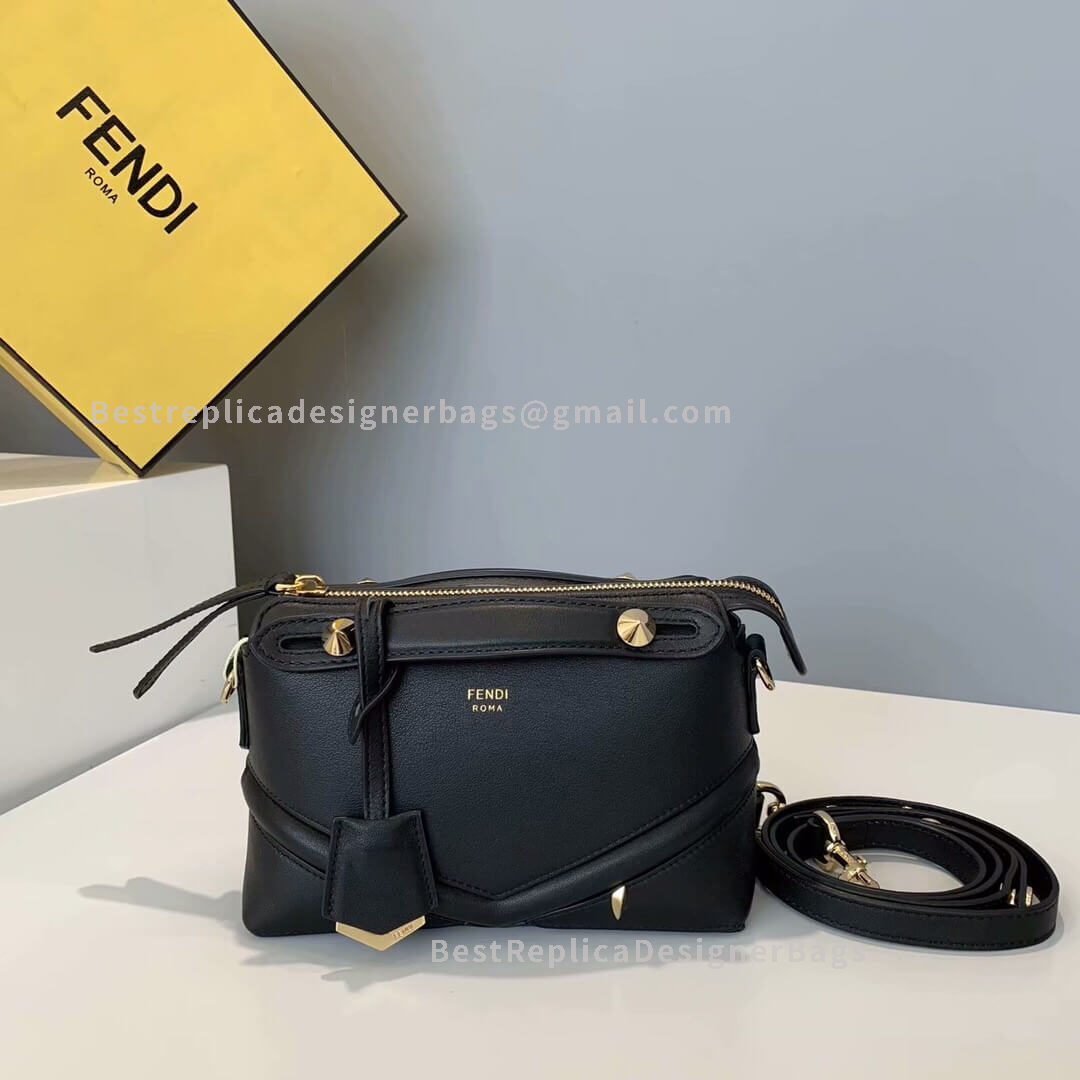 Fendi By The Way Mini Black Leather Small Boston Bag 1149